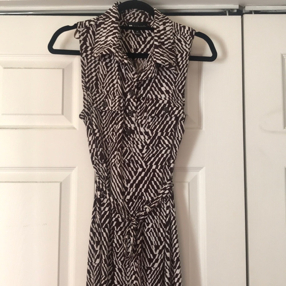 Fabulous brown and white summer work dress